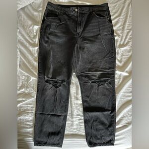 American Eagle Black Ripped Mom Jeans